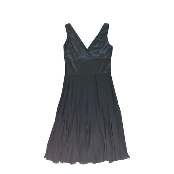 Maggy London Dress Womens 6 Black Silk Fit Flare Sleeveless V Neck Cocktail - Picture 3 of 7